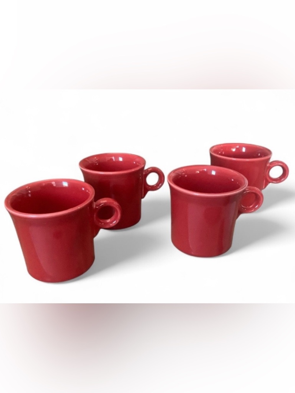 Fiesta Fiestaware Coffee/Tea Mugs Scarlet Red O-Ring Handles Set of 4
